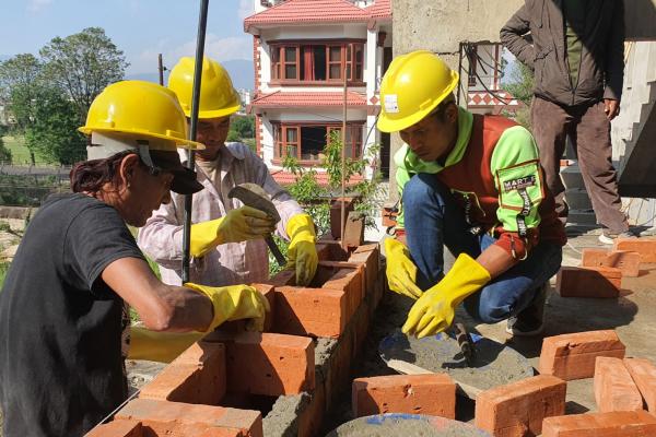 On-the-job training for Rat-Trap-Bond and Hollow Brick application